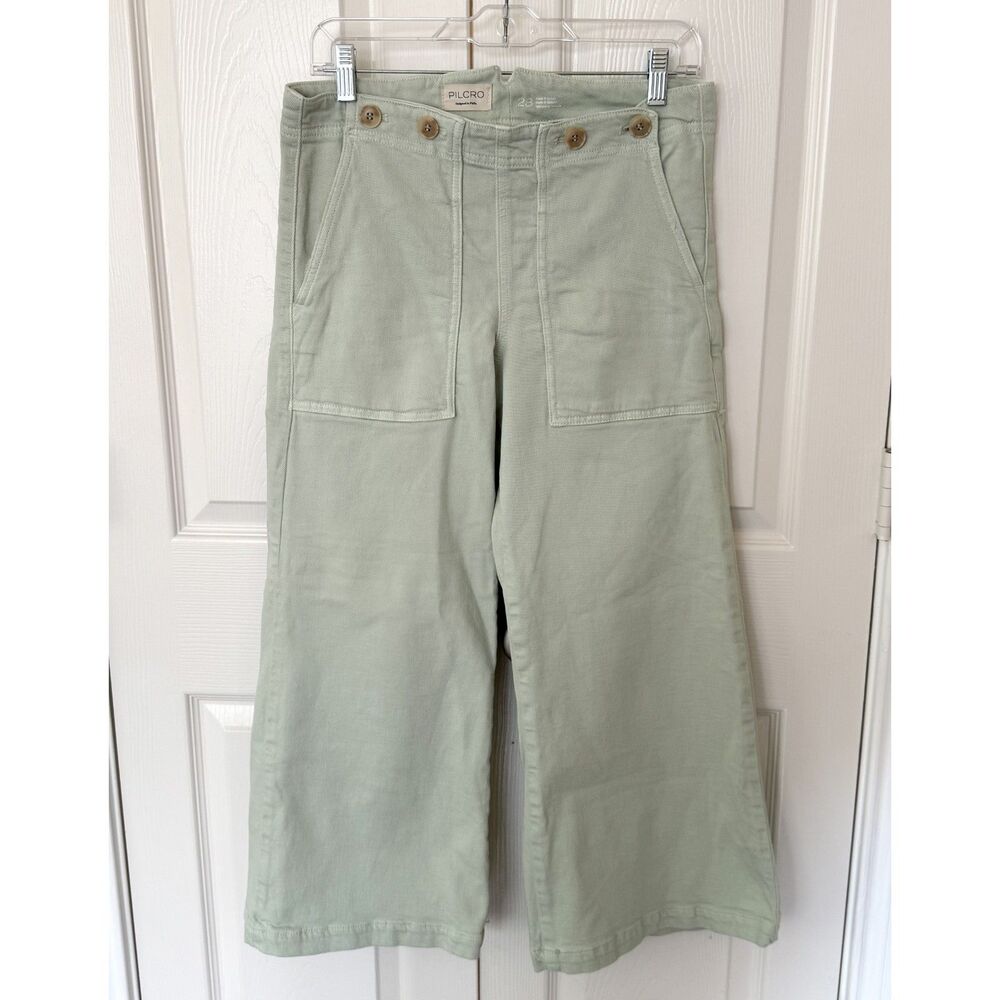 Pilcro 'The Kit' cropped high-rise wide-leg Utility Trouser jeans (mint) size 28